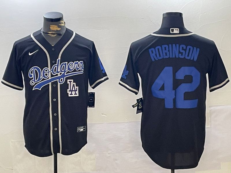 Men Los Angeles Dodgers #42 Robinson Black Game 2024 Nike MLB Jersey style 11215